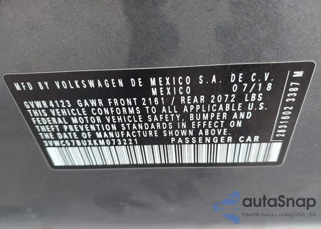 3VWC57BUXKM073221: 43010844