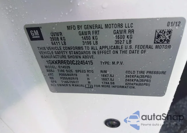 1GKKRRED0CJ245415: 43010875