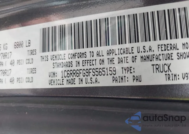 1C6RR6FG9FS565159: 43009907