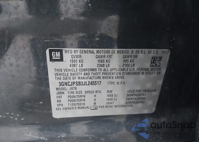 3GNCJPSB3JL245517: 43010023