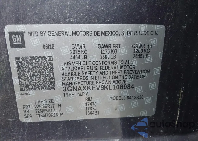 3GNAXKEV8KL106984: 43010213