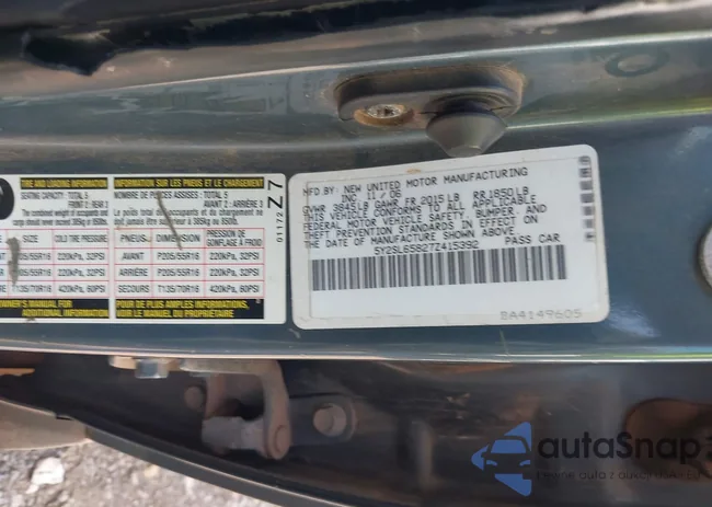 5Y2SL65827Z415392: 43010250