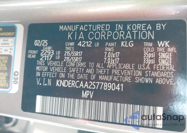 KNDERCAA2S7789041: 43011296