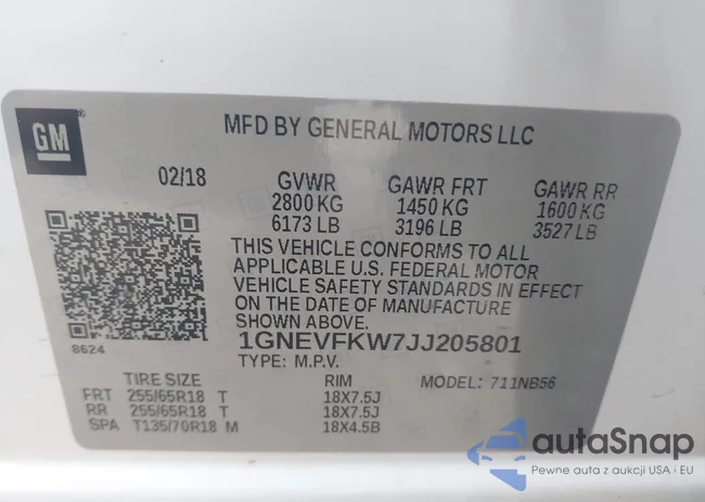 1GNEVFKW7JJ205801: 43011297