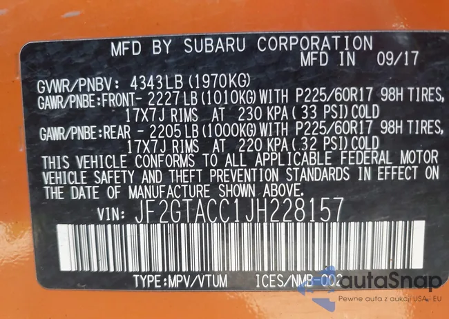 JF2GTACC1JH228157: 43011303