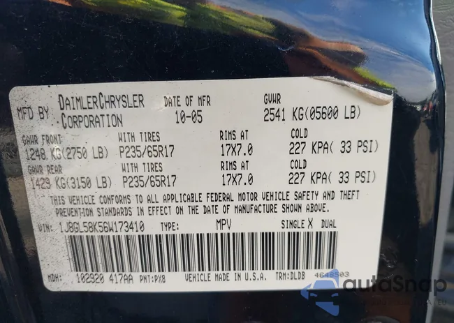 1J8GL58K56W173410: 43011345