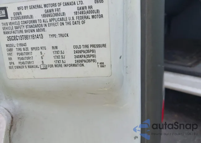 2GCEC13T861161413: 43011483