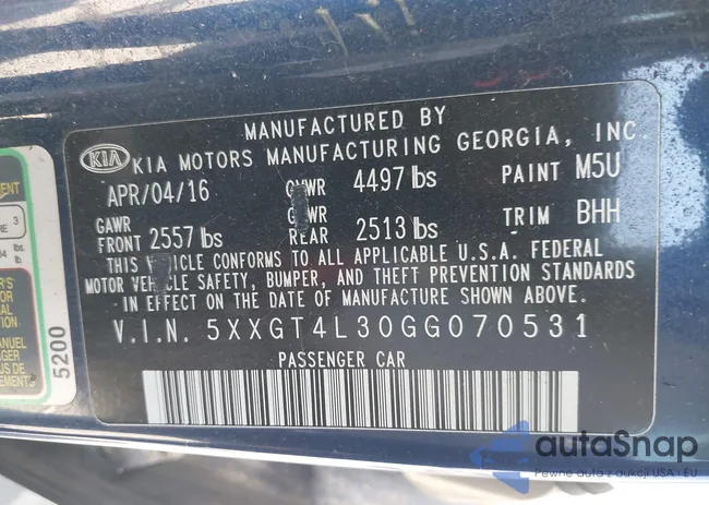 5XXGT4L30GG070531: 43011503