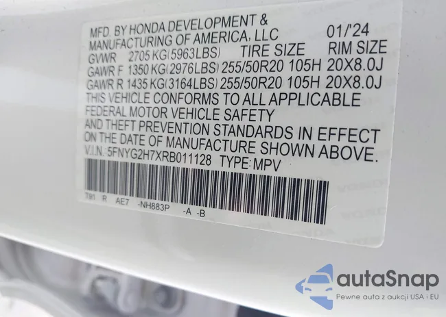 5FNYG2H7XRB011128: 43011514