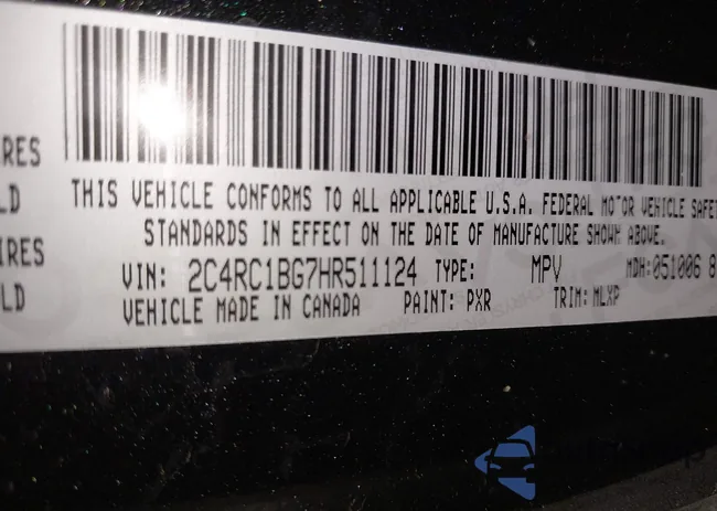 2C4RC1BG7HR511124: 43011606