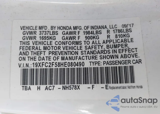 19XFC2F58HE080490: 43011648