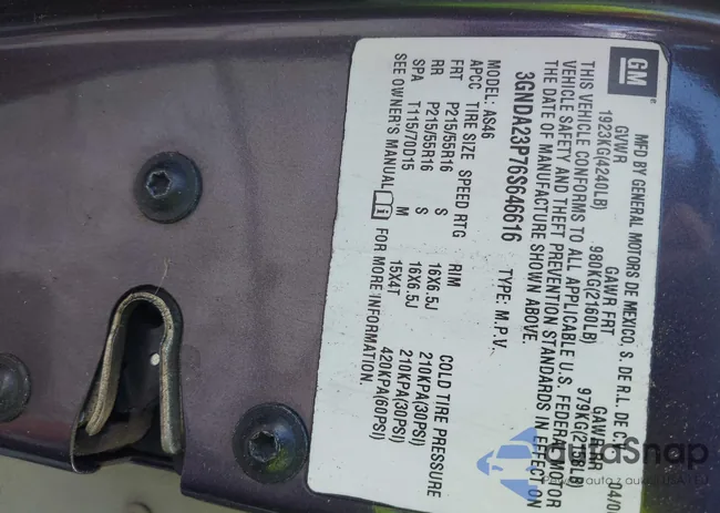 3GNDA23P76S646616: 43011788