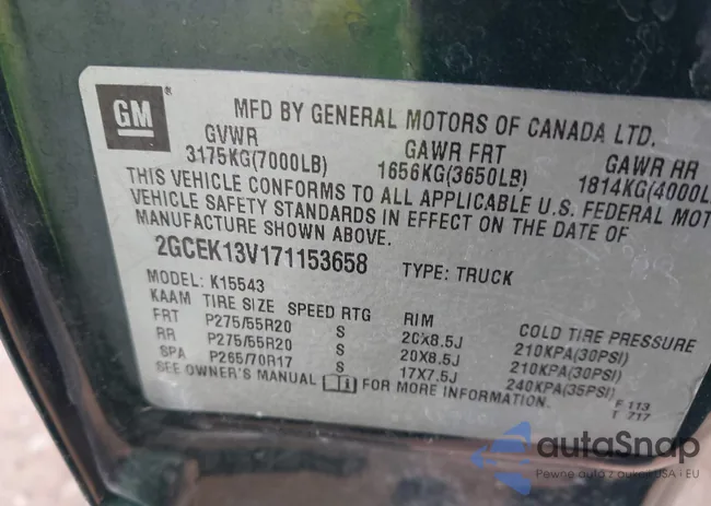 2GCEK13V171153658: 43011790