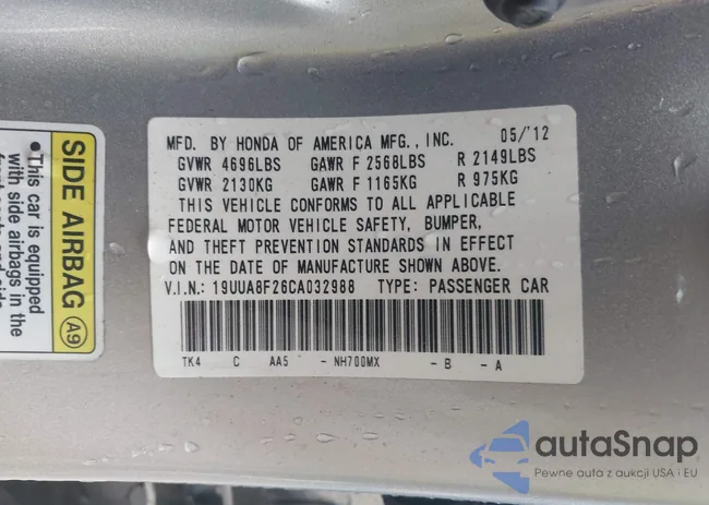 19UUA8F26CA032988: 43011791