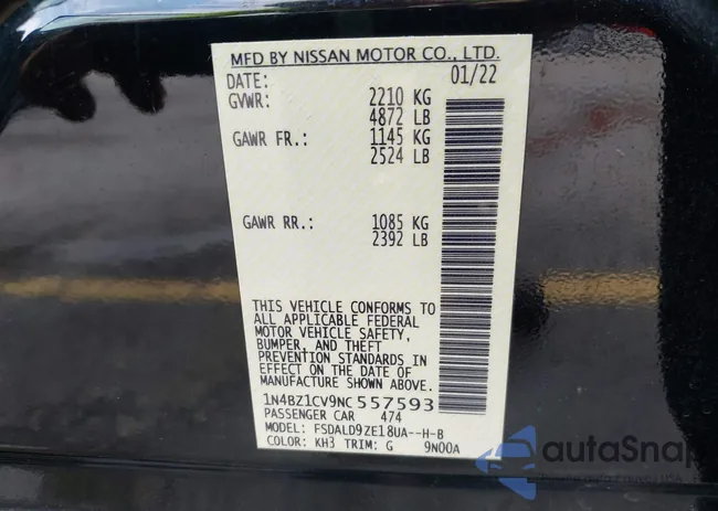 1N4BZ1CV9NC557593: 43010947