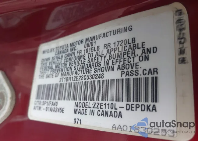 2T1BR12E22C530248: 43010953