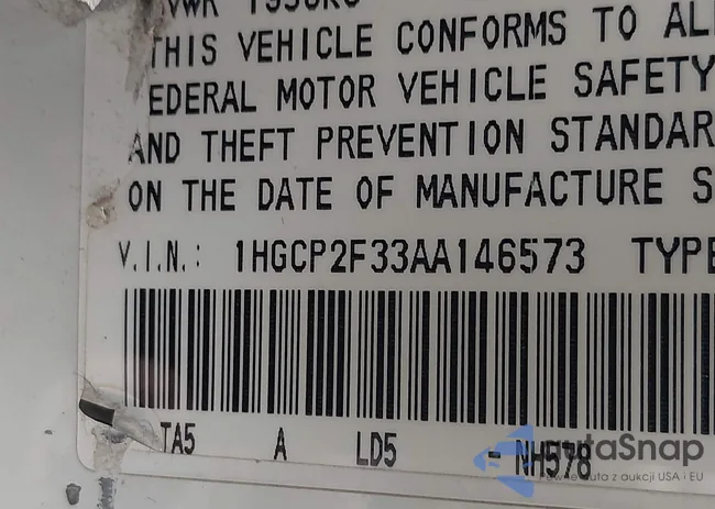 1HGCP2F33AA146573: 43011055