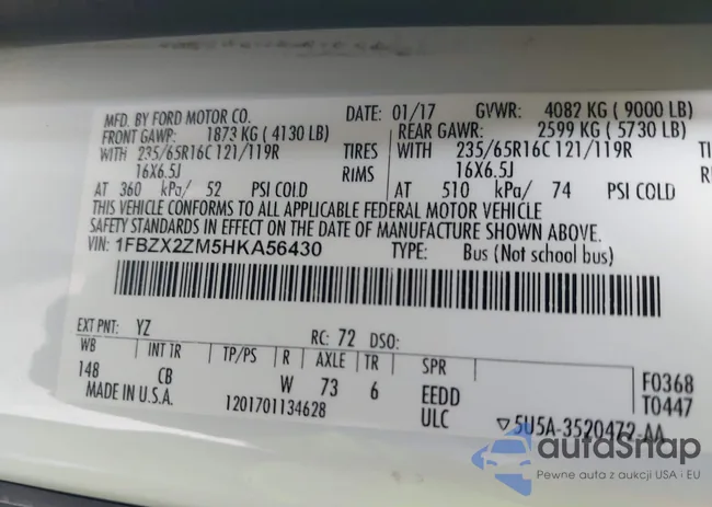 1FBZX2ZM5HKA56430: 43011063