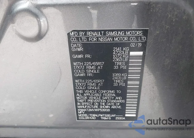 KNMAT2MVXKP539118: 43011089