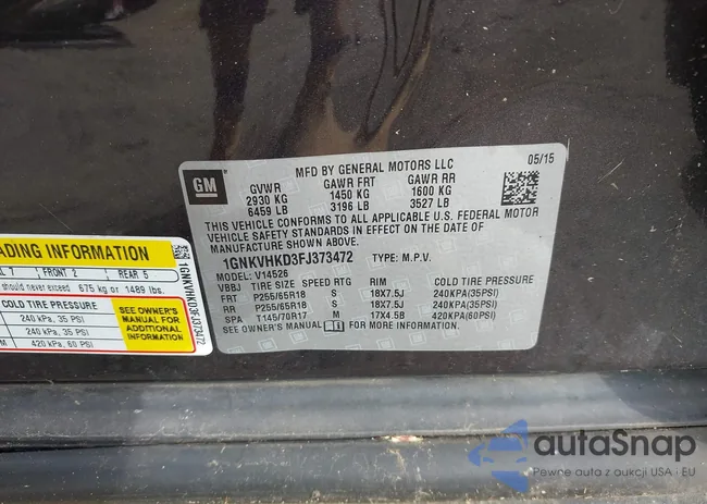 1GNKVHKD3FJ373472: 43011138