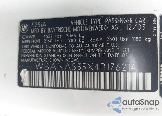 WBANA535X4B176214: 43011222