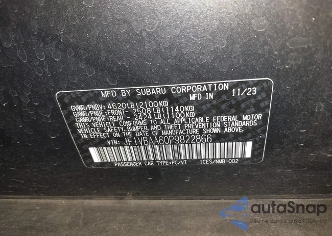 JF1VBAA60P9822866: 43011230