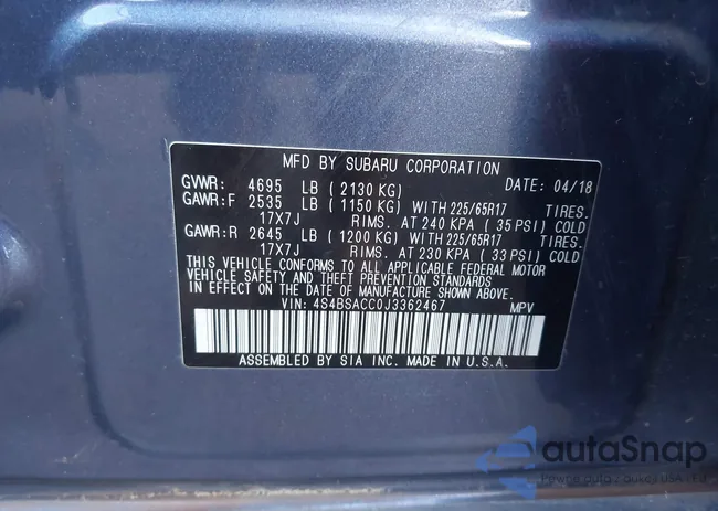 4S4BSACC0J3362467: 43011231