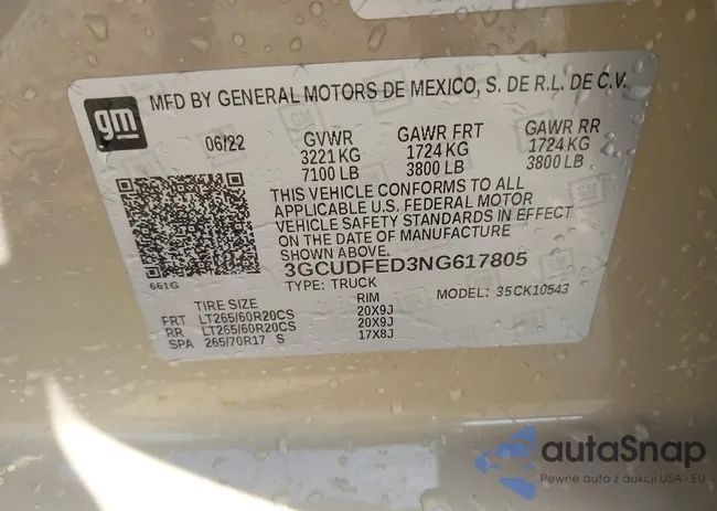 3GCUDFED3NG617805: 43012294