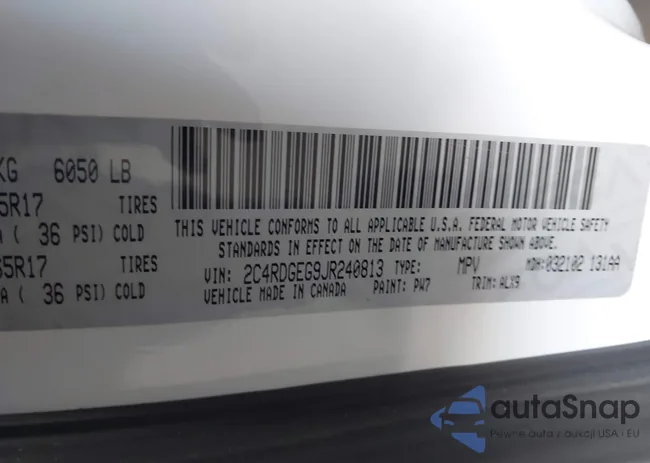 2C4RDGEG9JR240813: 43012367