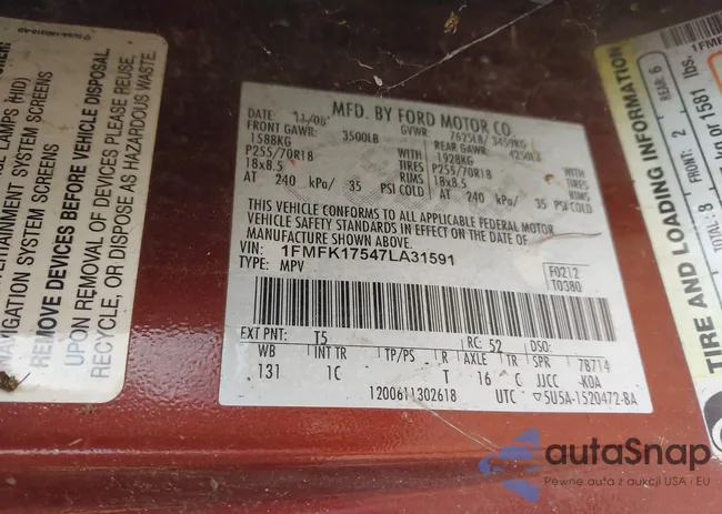 1FMFK17547LA31591: 43012452