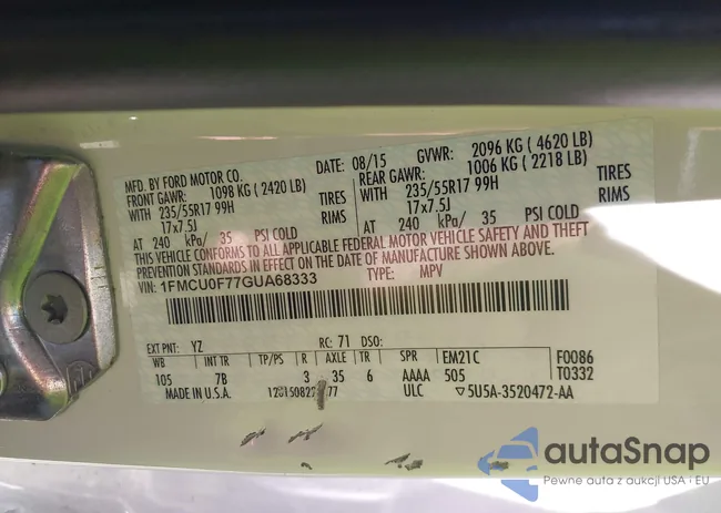 1FMCU0F77GUA68333: 43012578