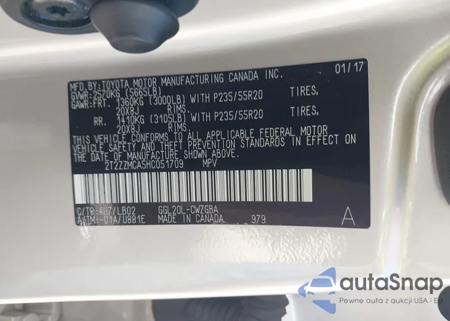 2T2ZZMCA5HC051709: 43012689