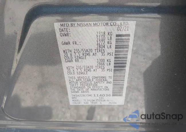 5N1AZ2BJ3MC114036: 43011886