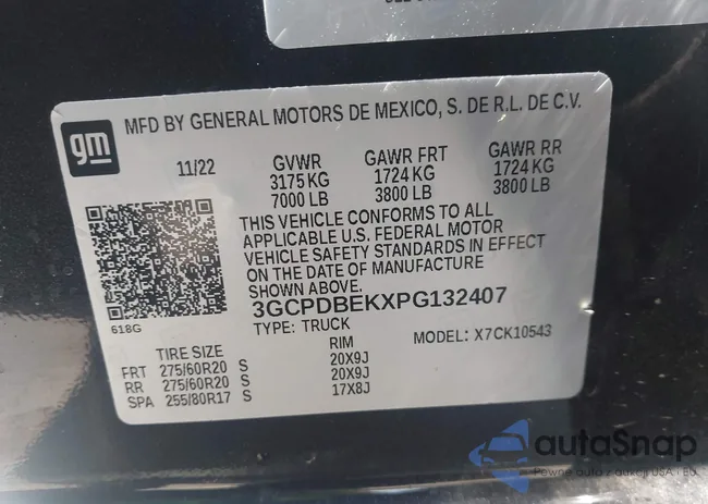 3GCPDBEKXPG132407: 43011897