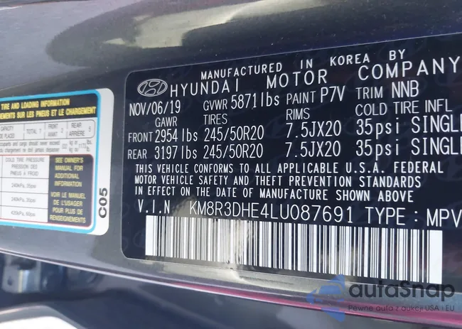 KM8R3DHE4LU087691: 43011909