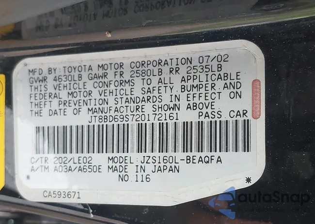 JT8BD69S720172161: 43011975