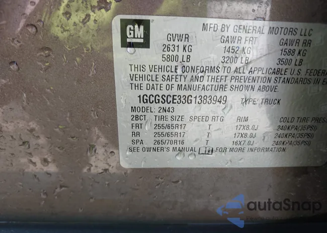 1GCGSCE33G1383949: 43012051