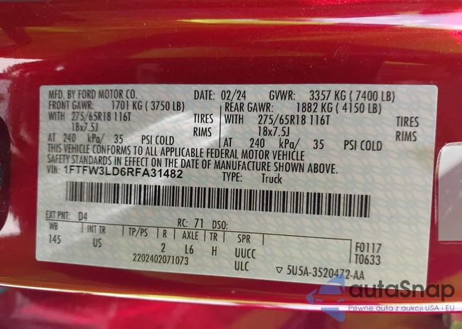 1FTFW3LD6RFA31482: 43013331