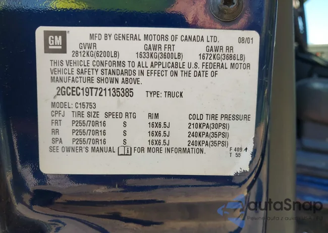 2GCEC19T721135385: 43013335