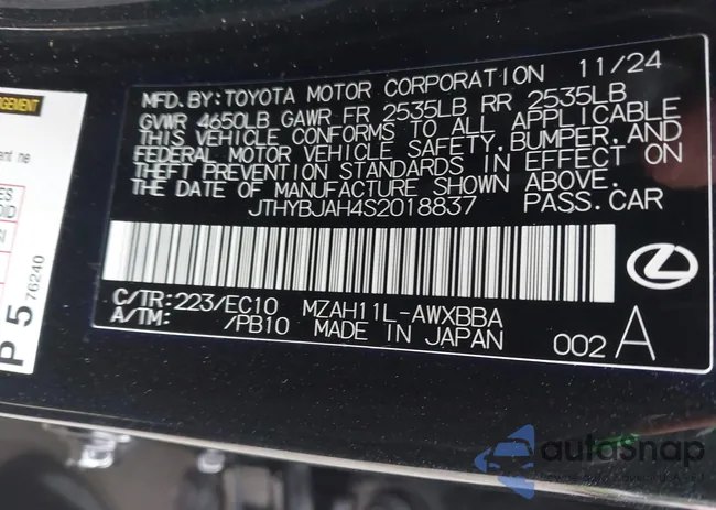 JTHYBJAH4S2018837: 43013377