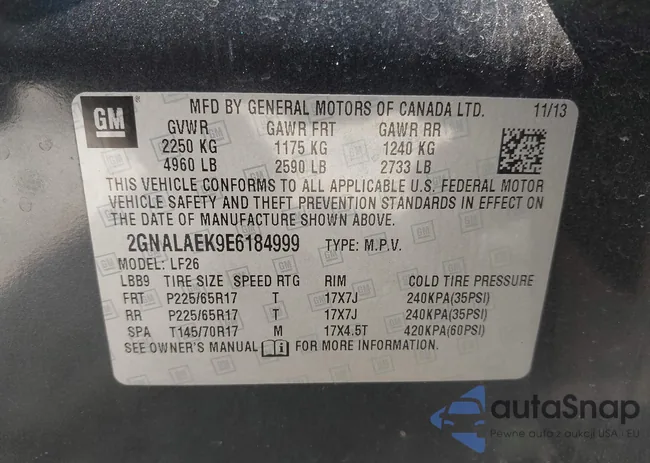 2GNALAEK9E6184999: 43013486