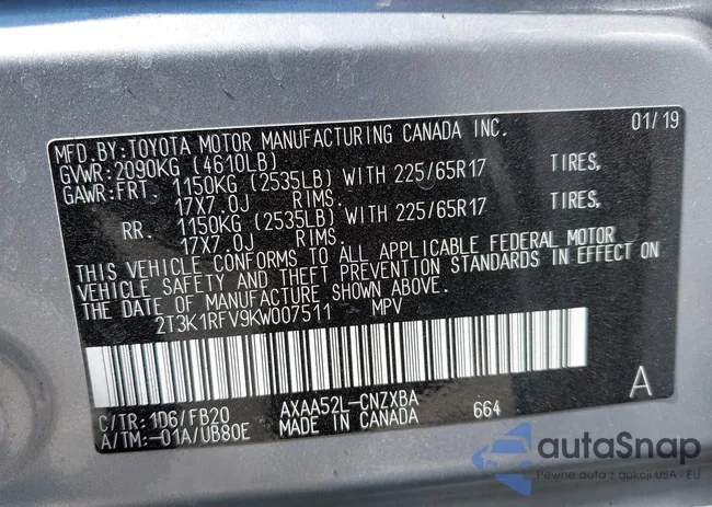 2T3K1RFV9KW007511: 43012912