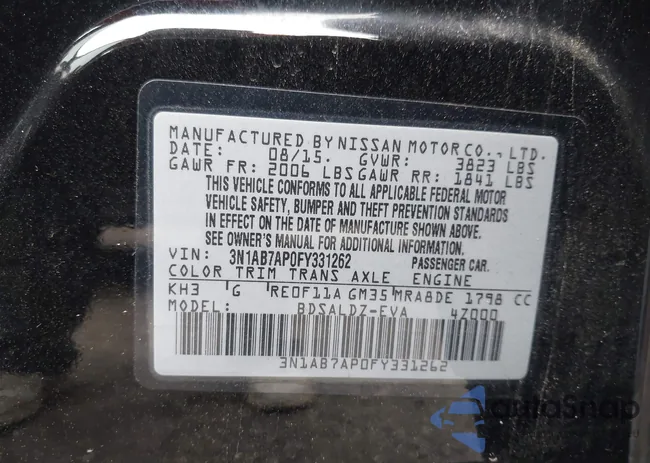 3N1AB7AP0FY331262: 43012927