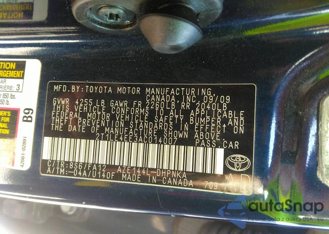 2T1LE4EE3AC014007: 43013027