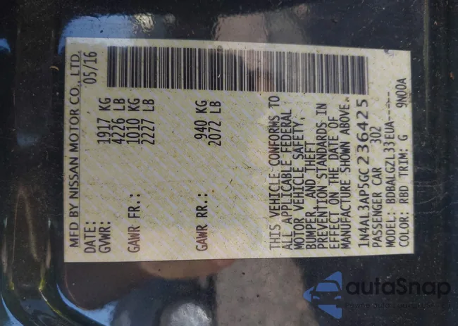 1N4AL3AP5GC236425: 43013045