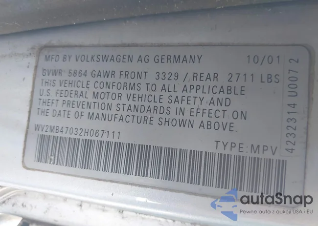 WV2MB47032H067111: 43013064