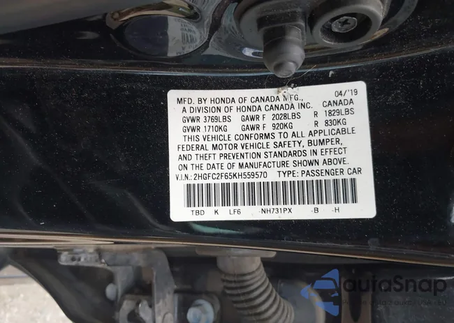 2HGFC2F65KH559570: 43013071