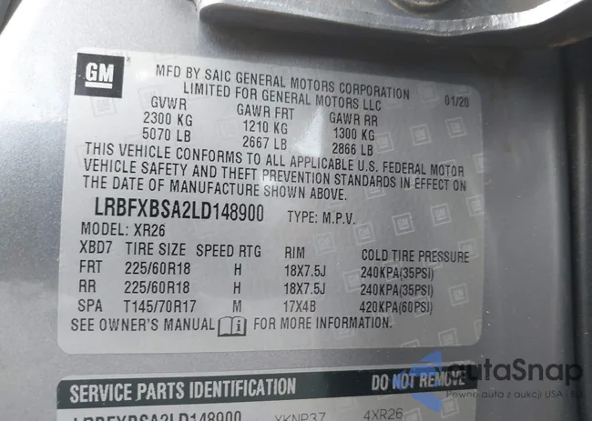 LRBFXBSA2LD148900: 43013167