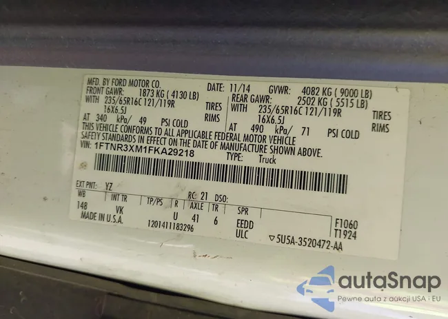 1FTNR3XM1FKA29218: 43013185