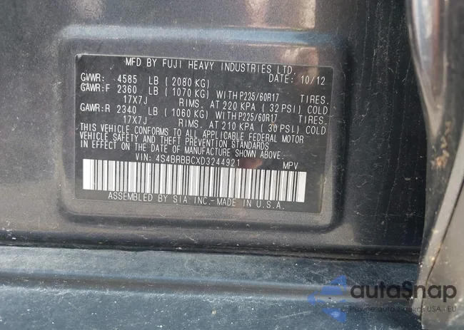 4S4BRBBCXD3244921: 43013277